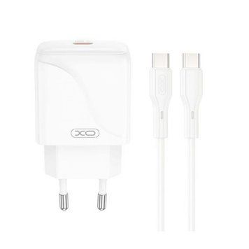 Мережевий зарядний пристрій (адаптер) 2в1 XO L141 PD_20W + Data Cable Type-C to Type-C white mzp-xo-l141-wh-2 фото