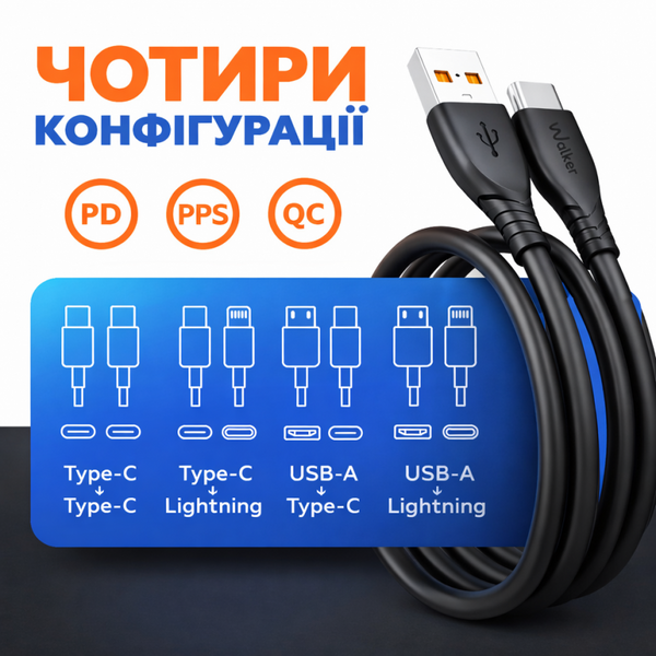 Кабель USB WALKER C585 Lightning black cabel-usb-walcker-c585-ip-bl фото