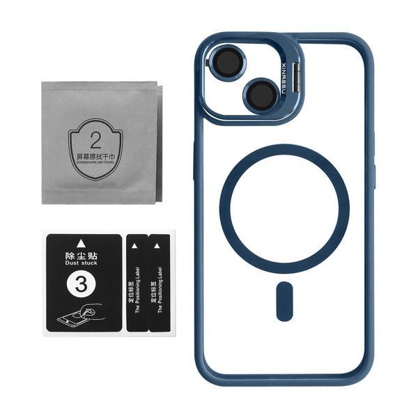 Чохол з функцією MagSafe для Apple iPhone 15 з підставкою та захистом для камер dark blue 2710000295259 фото