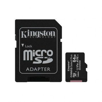 Карта пам'яті Kingston Canvas Select Plus MicroSDXC 64GB Class 10 UHS-I R100MB/s + SD-адаптер tf_card_Kingston_canvas_64 фото