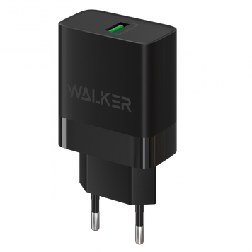 Мережевий зарядний пристрій (адаптер) WALKER WH-35 1USB / QC3.0 / 3A / 18W black mzp-wal-wh35-bl-4 фото