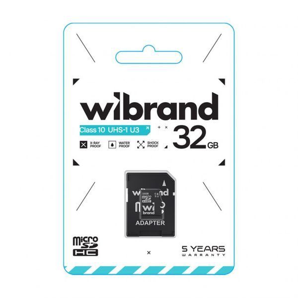 Карта пам'яті Wibrand MicroSDHC 32GB UHS-I Class 10 + SD-адаптер tf_card_wibrand_32-1 фото