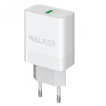 Мережевий зарядний пристрій (адаптер) WALKER WH-35 1USB / QC3.0 / 3A / 18W white mzp-wal-wh35-wh-4 фото