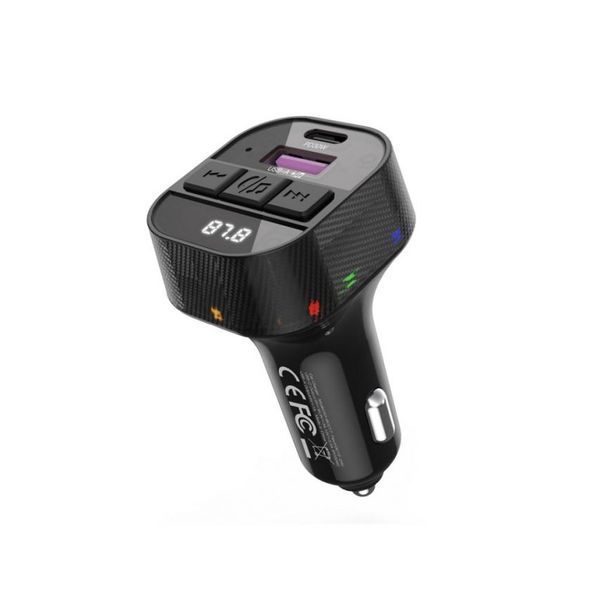 Автомобільний зарядний пристрій (адаптер) - FM-трансмітер 2в1 XO BCC17 PD30W + Data Cable Type-C to Lightning black azp-xo-bcc17-bl фото