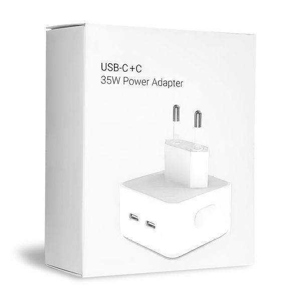 Мережевий зарядний пристрій (адаптер) для Apple iРhone A2246 2xPD / 35W white High Quality carton box mzp-apl-a2246-wh фото