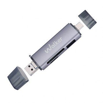 Кардрідер 6в1 WALKER WCD-83 (вихід USB/Micro, Type-C) grey Reader_Walker_wcd83 фото