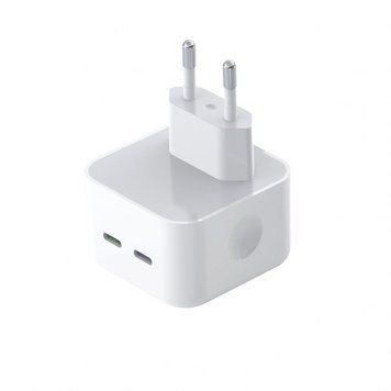 Мережевий зарядний пристрій (адаптер) 2в1 XO L102 2xPD / 35W + Data Cable Type-C to Type-C white mzp-xo-l102-wh-1 фото