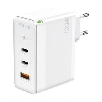 Мережевий зарядний пристрій (адаптер) WALKER WH-47 100W GAN PD1_65W / PD2_35W / QC3.0_18W white mzp-wal-wh47-wh фото