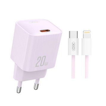Мережевий зарядний пристрій (адаптер) 2в1 XO L146 PD_20W + Data Cable Type-C to Lightning purple mzp-xo-l146-purp-1 фото