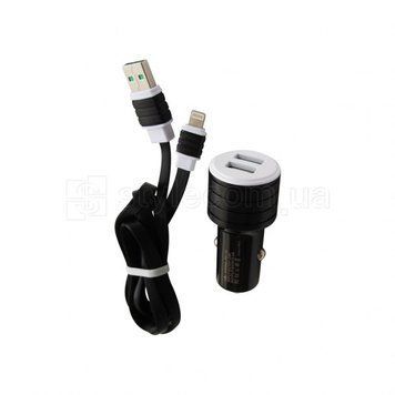 Автомобільний зарядний пристрій CHARGER 2в1 2USB 2.4A + Lightning black azp-charger-lig-bl фото