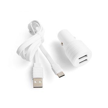Автомобільний зарядний пристрій CHARGER 2в1 2USB 2.4A + Type-C white azp-charger-t-c-wh фото