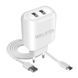 Мережевий зарядний пристрій (адаптер) 2в1 WALKER WH-27 2USB / 2.1A + Data Cable USB to Type-C white mzp-wal-wh27-wh фото 1