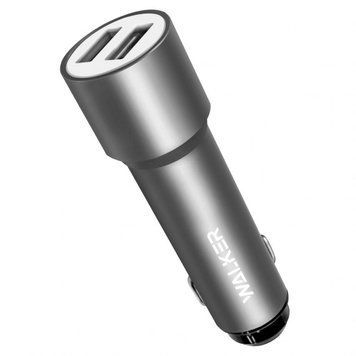 Автомобільний зарядний пристрій (адаптер) WALKER WCR-22 2USB 1.0А / 2.4A grey azp-walk-wcr22/1-bl фото
