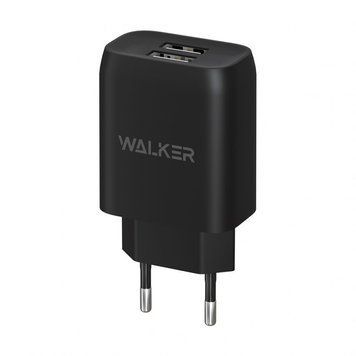 Мережевий зарядний пристрій (адаптер) WALKER WH-31 2USB / 2.1A black mzp-wal-wh31-bl фото