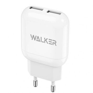 Мережевий зарядний пристрій (адаптер) WALKER WH-33 2USB / 2.4A white mzp-wal-wh33-wh фото