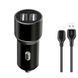 Автомобільний зарядний пристрій (адаптер) 2в1 XO TZ09 2USB / 2.4A / 12W + Data Cable USB to Type-C black azp-xo-tz09/2-bl фото 1