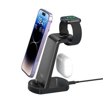 Бездротовий зарядний пристрій 3в1 XO WX035 15W (Apple Watch+iPhone+TWS) black bzp-xo-wx035-bl фото