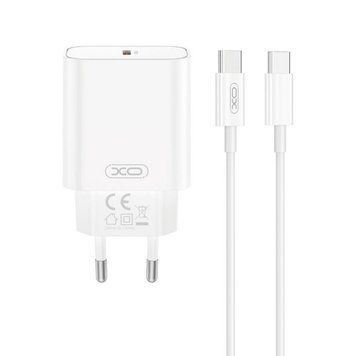 Мережевий зарядний пристрій (адаптер) 2в1 XO CE32 PD_20W + Data Cable Type-C to Type-C white mzp-xo-ce32-wh-2 фото