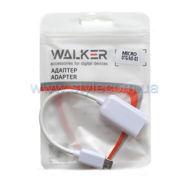 Перехідник OTG WALKER Micro to USB2.0 white cab-otg-walk-wh фото