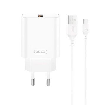 Мережевий зарядний пристрій (адаптер) 2в1 XO CE33 QC_18W + USB to Type-C white mzp-xo-ce33-wh-2 фото