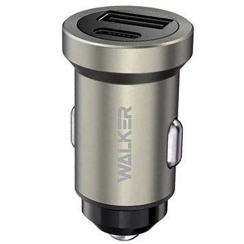 Автомобільний зарядний пристрій (адаптер) WALKER WCR-25 PD_3A / QC3.0_3A / 36W grey azp-walk-wcr25/1-bl фото