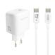 Мережевий зарядний пристрій (адаптер) 2в1 XO L136 PD_20W + Data Cable Type-C to Type-C white mzp-xo-l136-wh-2 фото 1