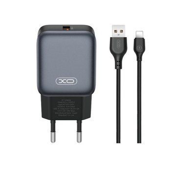 Мережевий зарядний пристрій (адаптер) 2в1 XO L152 QC_18W + USB to Lightning black mzp-xo-l152-bl-1 фото