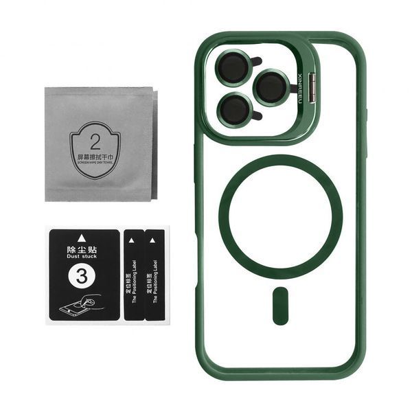 Чохол з функцією MagSafe для Apple iPhone 16 Pro з підставкою та захистом для камер green 2710000306740 фото