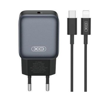 Мережевий зарядний пристрій (адаптер) 2в1 XO L153 PD_20W + Data Cable Type-C to Lightning black mzp-xo-l153-bl-1 фото