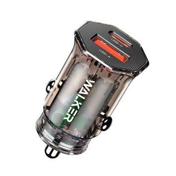 Автомобільний зарядний пристрій (адаптер) WALKER WCR-61 PD_30W / QC3.0_24W прозорий azp-walk-wcr61-tr фото