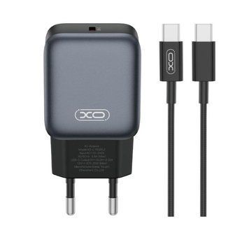 Мережевий зарядний пристрій (адаптер) 2в1 XO L153 PD_20W + Data Cable Type-C to Type-C black mzp-xo-l153-bl-2 фото
