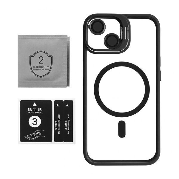 Чохол з функцією MagSafe для Apple iPhone 15 з підставкою та захистом для камер black 2710000295228 фото